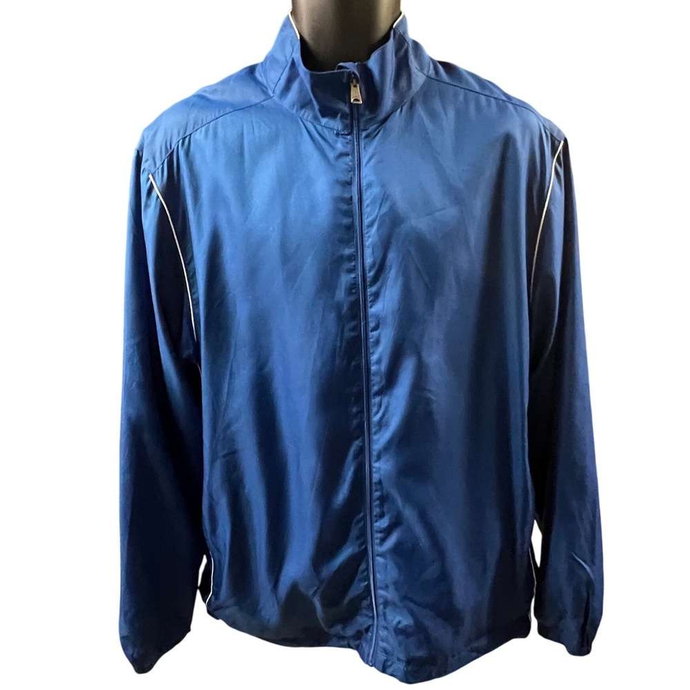 Greg Norman Windbreaker Jacket M Blue Full Zip Golf Lightweight Water Resistant